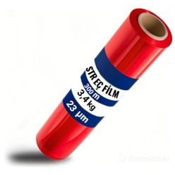 Kırmızı El Tipi Streç Film 23 Mikron 300 Metre 